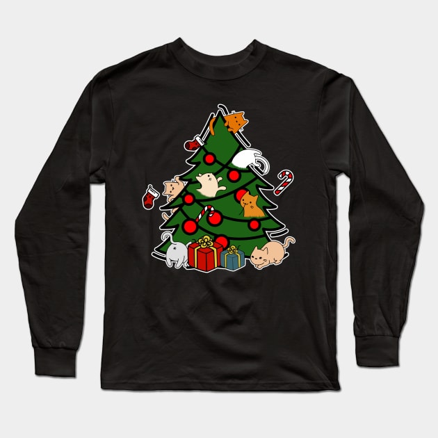 Christmas tree cats Long Sleeve T-Shirt by GlanceCat